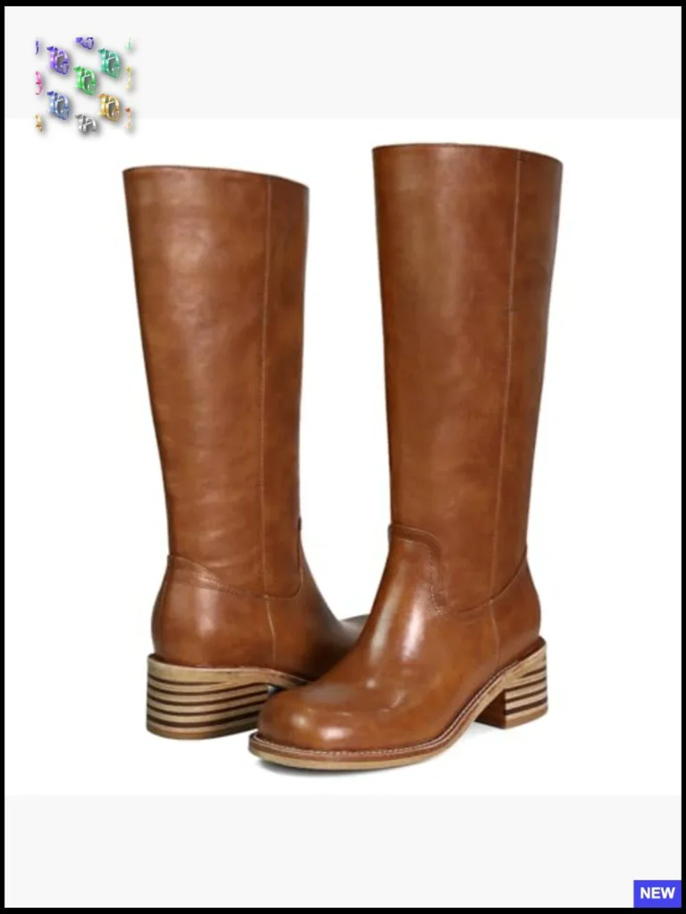 Knee High Block Heel Square Toe Boots Comfortable Low Heel Chic Winter Pull On - Picture 5 of 7